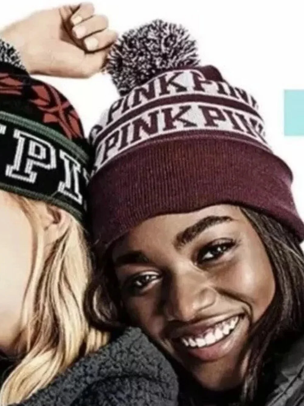 Victoria's Secret PINK Pom Pom Beanie Winter Hat (OS) - Burgundy/ Maroon